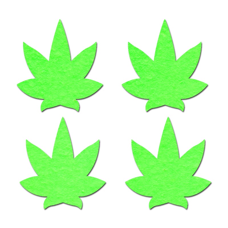Petites: Two-Pair of Small (Glow-In-The-Dark) Pot Leaf Nipple Pasties by Pastease o/s