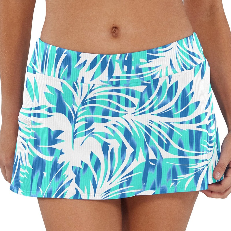 Sporty Swim Skirt – 40B – Sea Breeze Sandbar Rib BLUE S