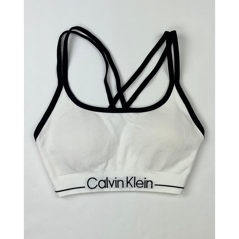 White and Black Trim Sports Bra – Small