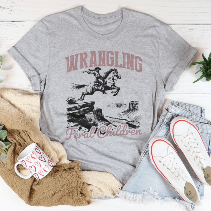 Wrangling Feral Children Tee Mustard S