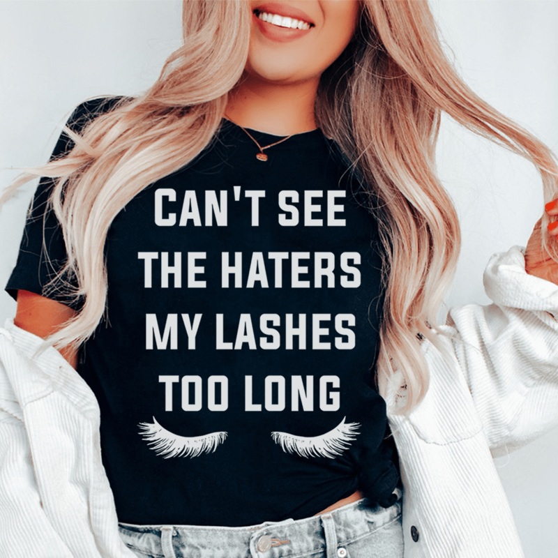 Can’t See The Haters My Lashes Too Long Tee Black Heather S