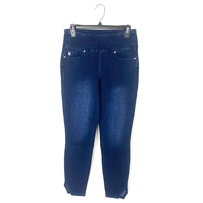Dark Blue Wash Jeans With Open Bottom Slit  – Size 6/8