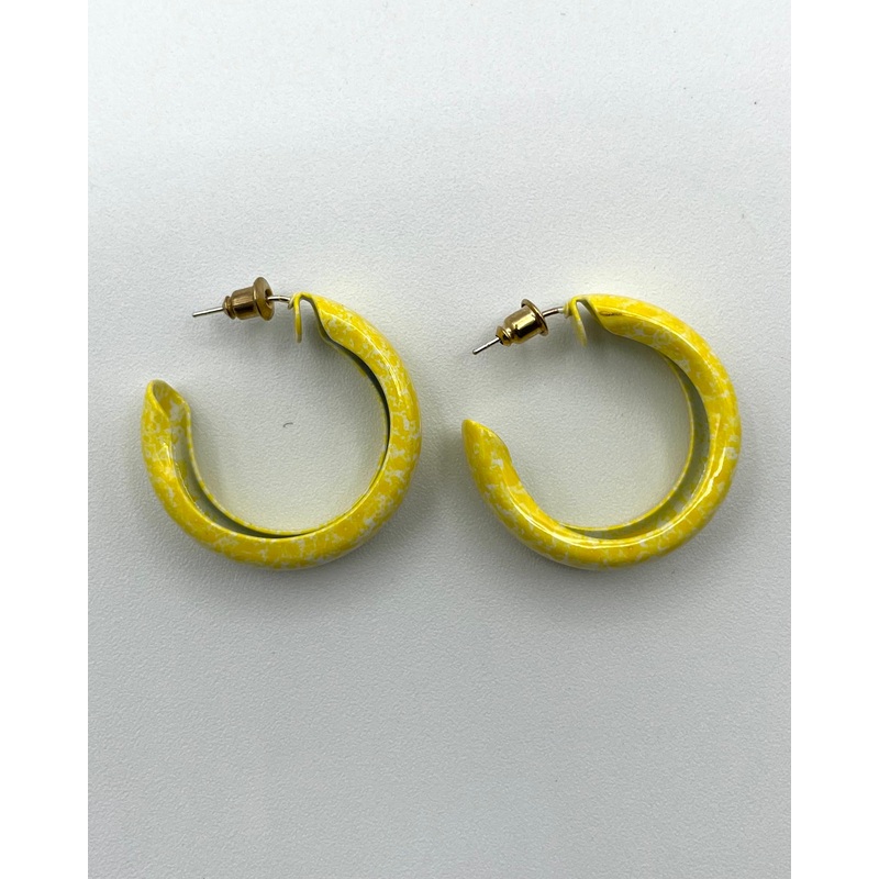 Yellow and White Hoop Earrings