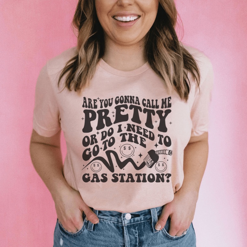 Are You Gonna Call Me Pretty Tee Heather Prism Peach S
