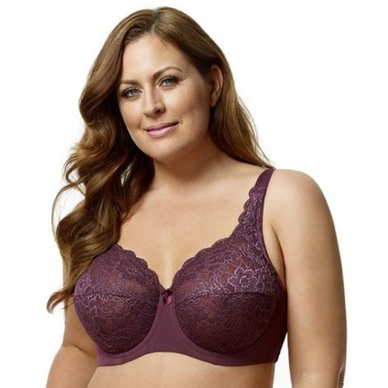 Elila Full Coverage Stretch Lace Underwired Bra – Plum 34E Plum