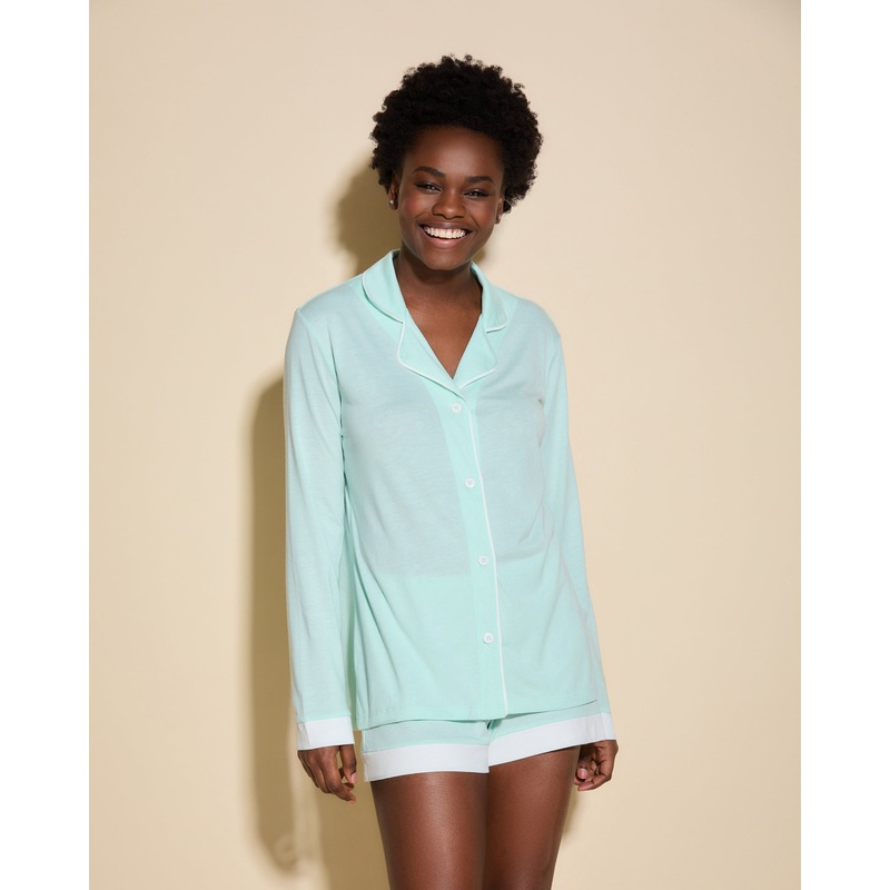 Ensemble Pyjama Haut  Manches Longues Et Boxer Lagoon Mint/Ivory XS