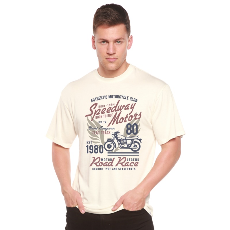 Speedway Motor Spun Bamboo Men’s Bamboo Viscose/Organic Cotton Short Sleeve Graphic T-Shirt Medium Black