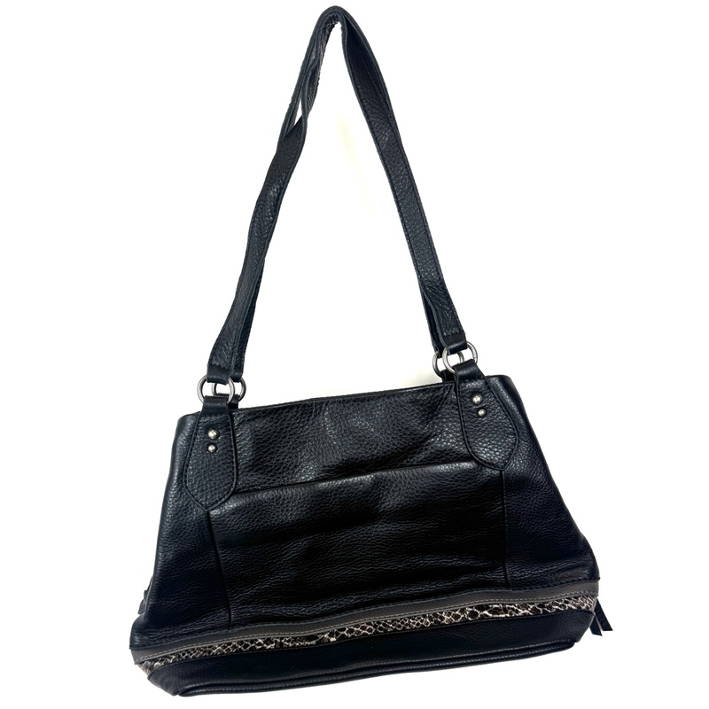 Black And Abstract Printed Satchel