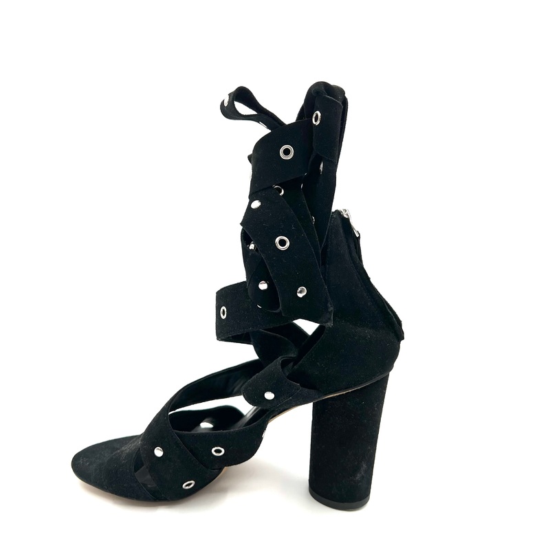 Black Suede Wrap Up Heels – Size 7