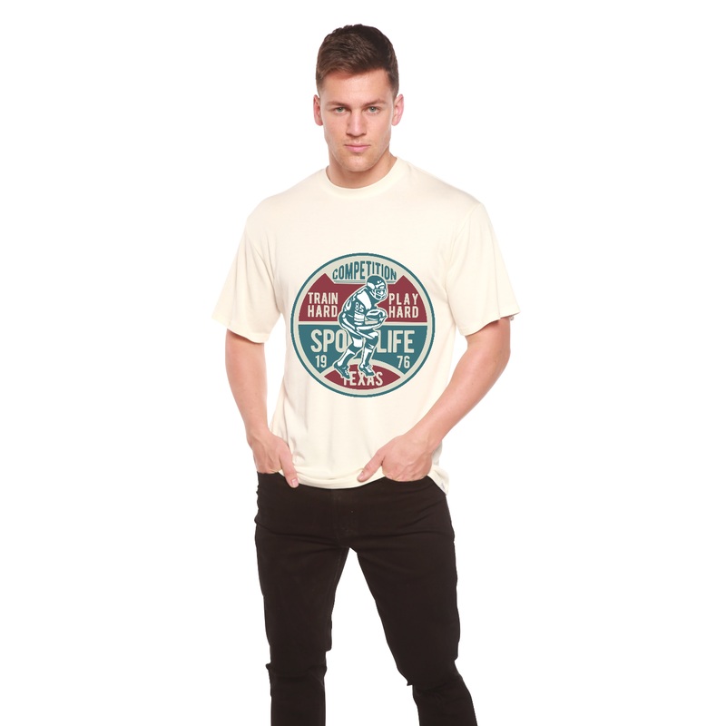 Football Competition Men’s Bamboo Viscose/Organic Cotton Short Sleeve Graphic T-Shirt Medium Black