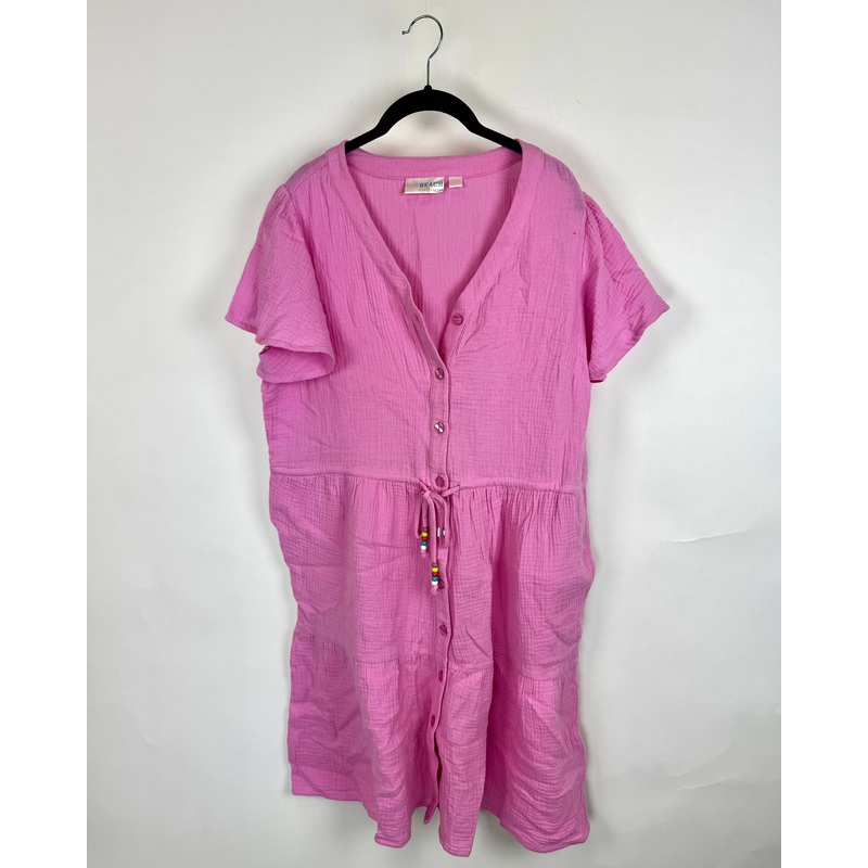 Pink Flowy Tiered Cotton Gauze Dress – Size 6/8