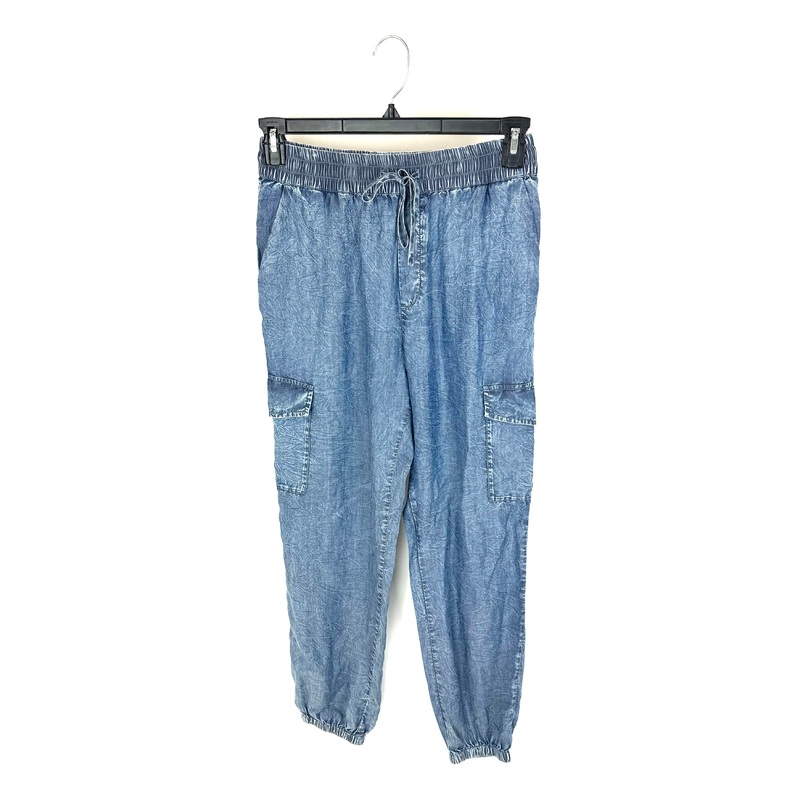 Soft Denim Printed Joggers – Small