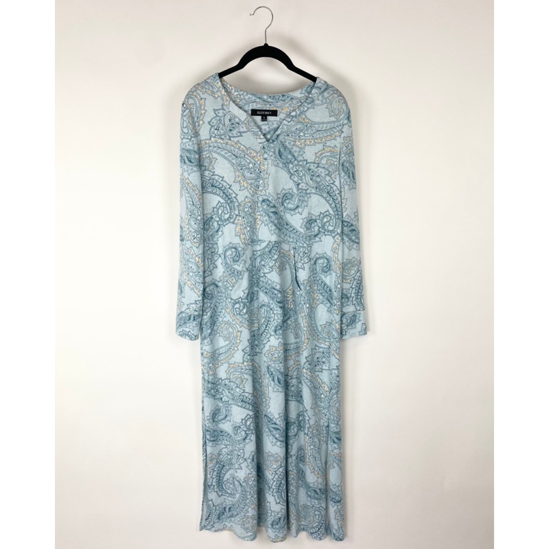 Blue Paisley Long Sleeve Lounge Dress – Small