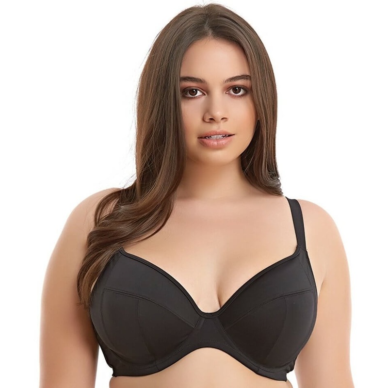 Elomi Swim Essentials Underwired Plunge Bikini Top – Black 36DDD