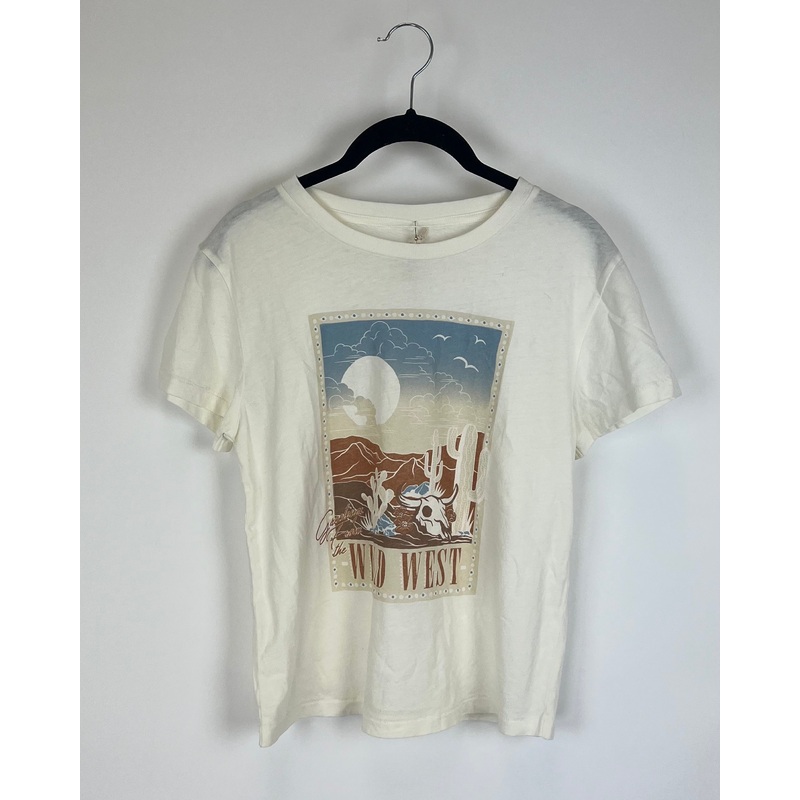 “Greetings From The Wild West” White Tee – Size 4/6