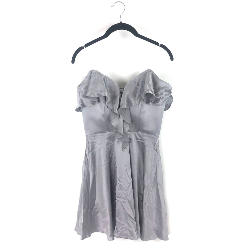 Grey Ruffle Strapless Dress – Small