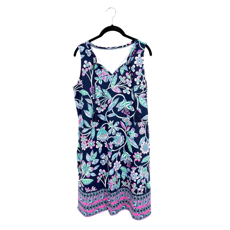 Navy Blue Floral Sleeveless Dress – Size 6/8