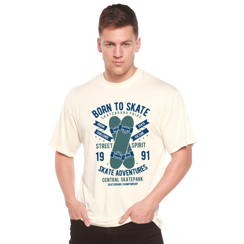 Born To Skate Men’s Bamboo Viscose/Organic Cotton Short Sleeve Graphic T-Shirt Medium Black