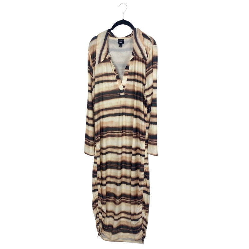 Brown Striped Mesh Dress – Large, 1X, 2X Large (Size 8/10)