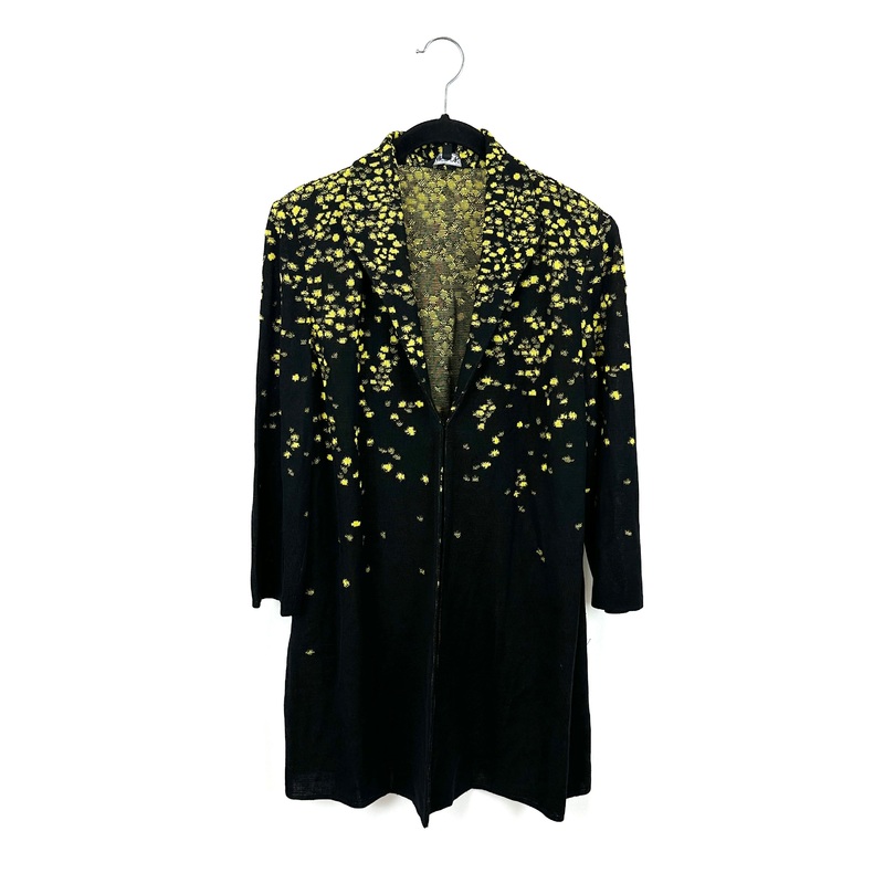 Long Black and Yellow Speckled Cardigan – Size 2/4