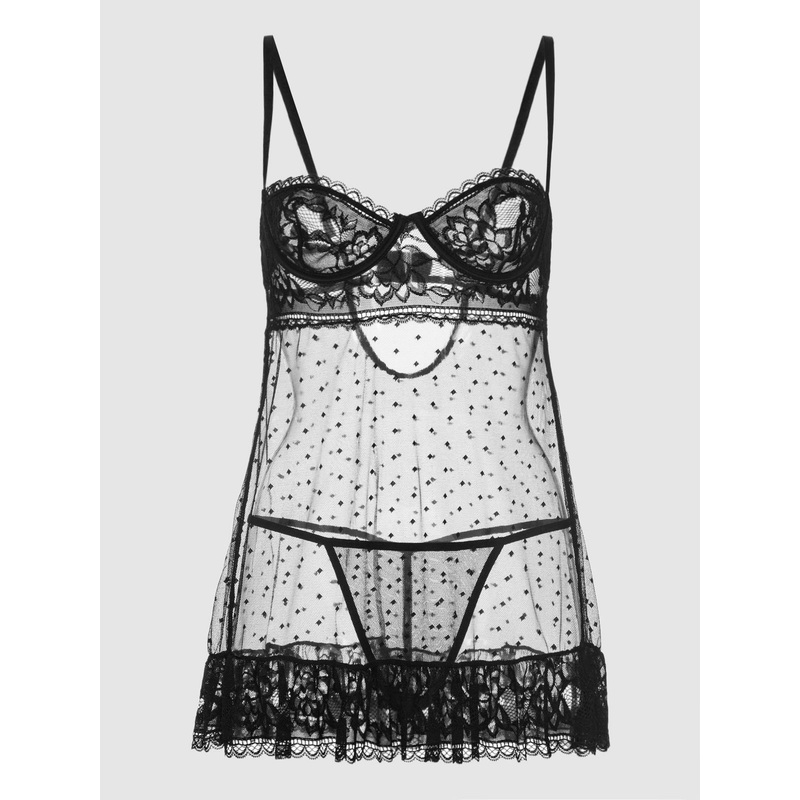 Riley Lace Babydoll Set Black S