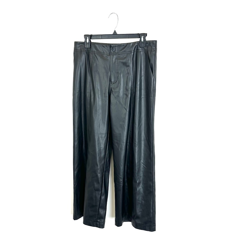 Black Faux Leather Wide Leg Pants – Size 6/8