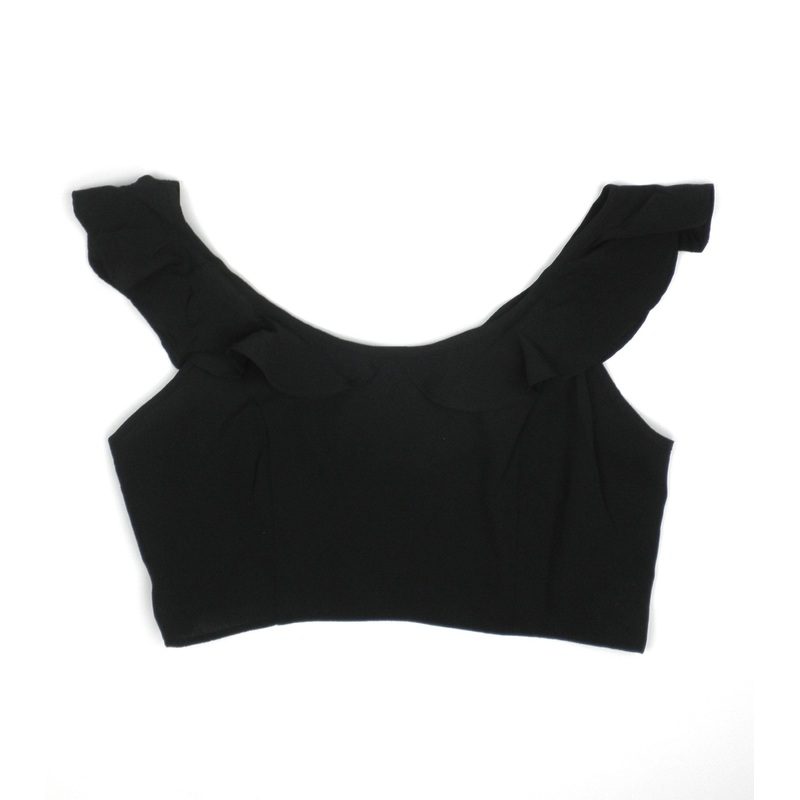 Black Ruffle Crop Top – Small Small