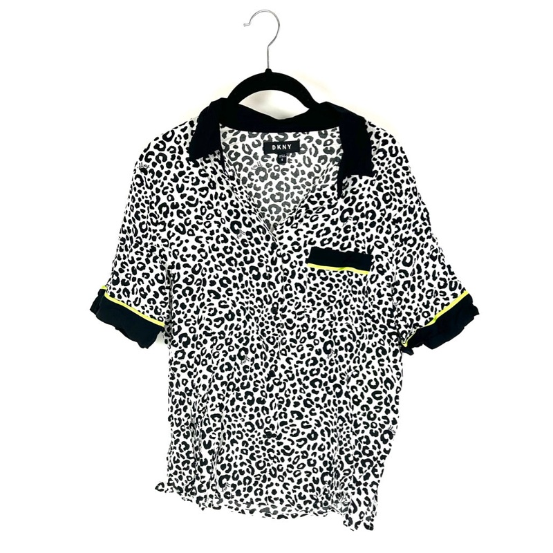 Black, White, and Lime Green Cheetah Print Pajama Set – Small