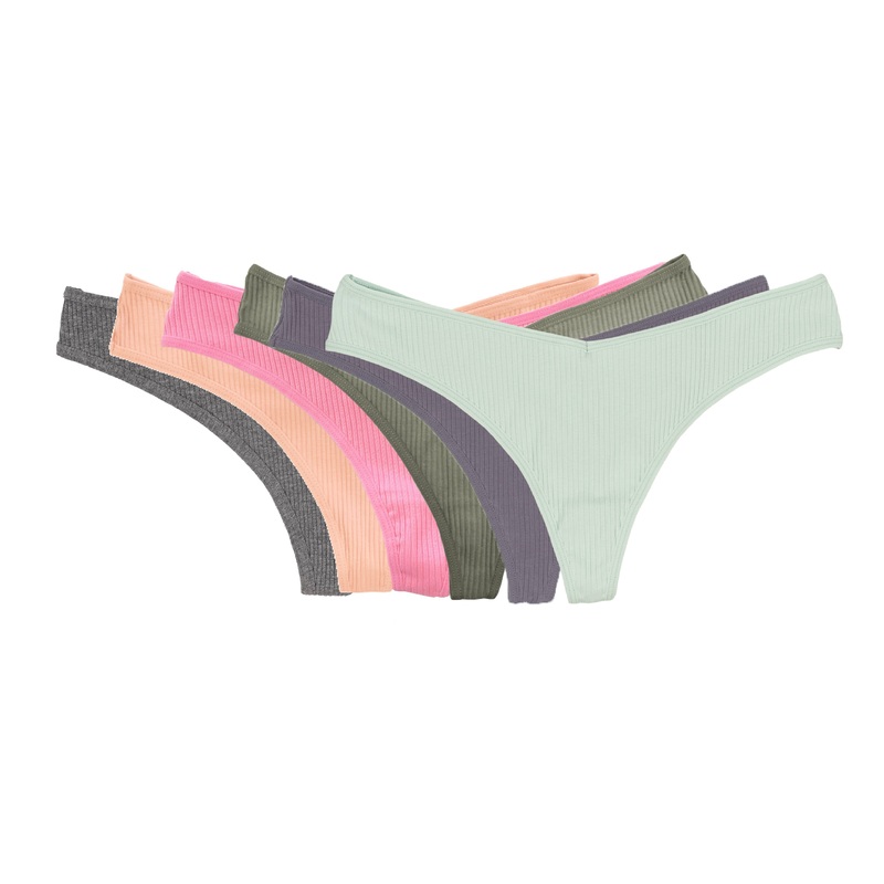 Cotton Rib Thong Surprise 6 Pack, XS-2X XS
