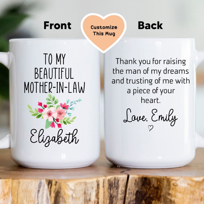 To My Beautiful Mother In Law Custom Mug White 15 oz