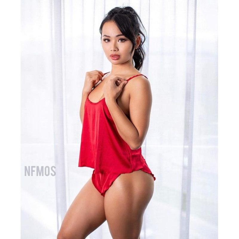 2PC Soft Satin Tulip Short Set Small Black