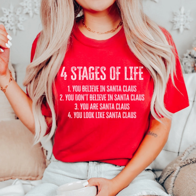 4 Stages Of Life Christmas Tee Red S