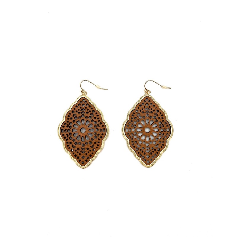 Brown and Gold Dangle Earrings
