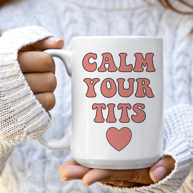 Calm Down Ceramic Mug 15 oz White One Size