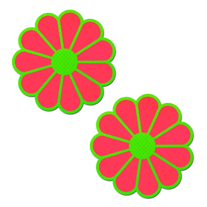 Daisy: Neon Green & Glow in the Dark Neon Pink Petal Pasties Nipple Covers by Pastease