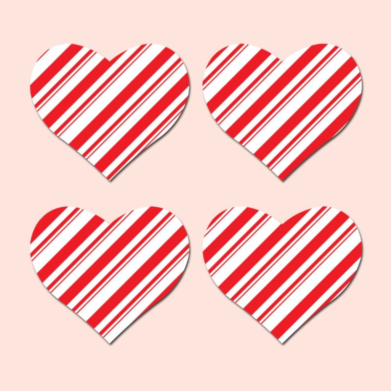 Petites: Two-Pair Small Candy Cane Hearts Nipple Pasties by Pastease