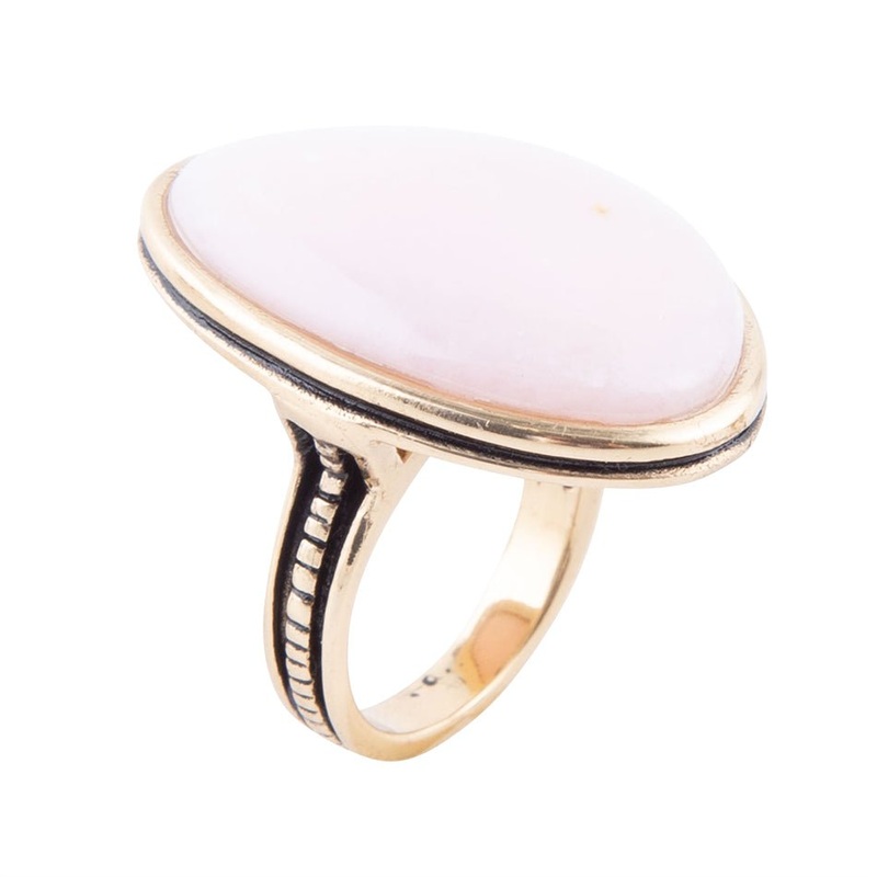 Pink Opal Golden Statement Ring 5
