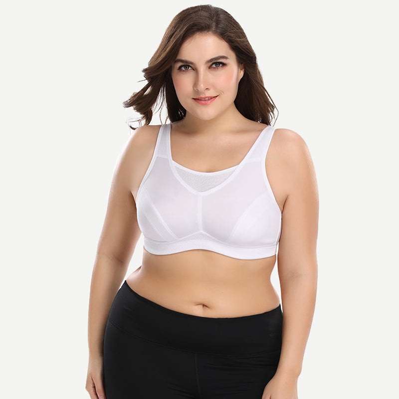 Plus Size Non Padded Yoga Sports Bra White 42B/95B