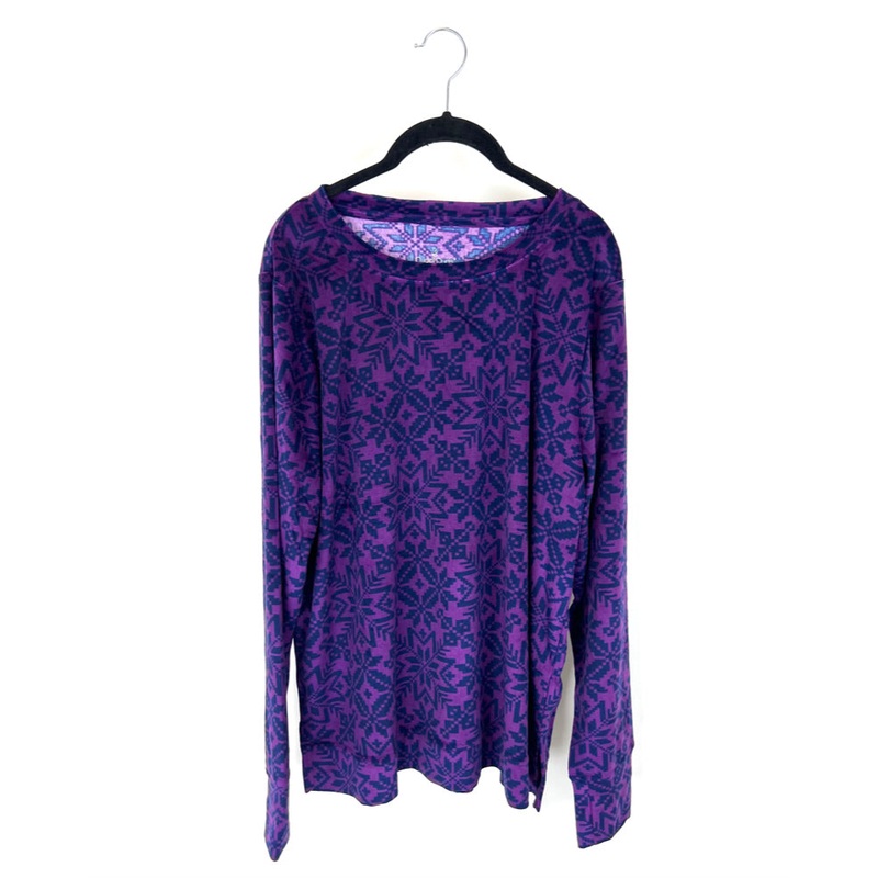 Purple Winter Pattern Long Sleeve Top – Size 14/16