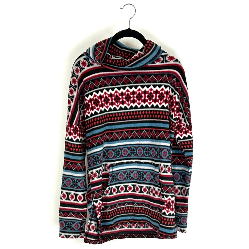 Red and Blue Geometric Print Turtleneck Top – Size 6/8