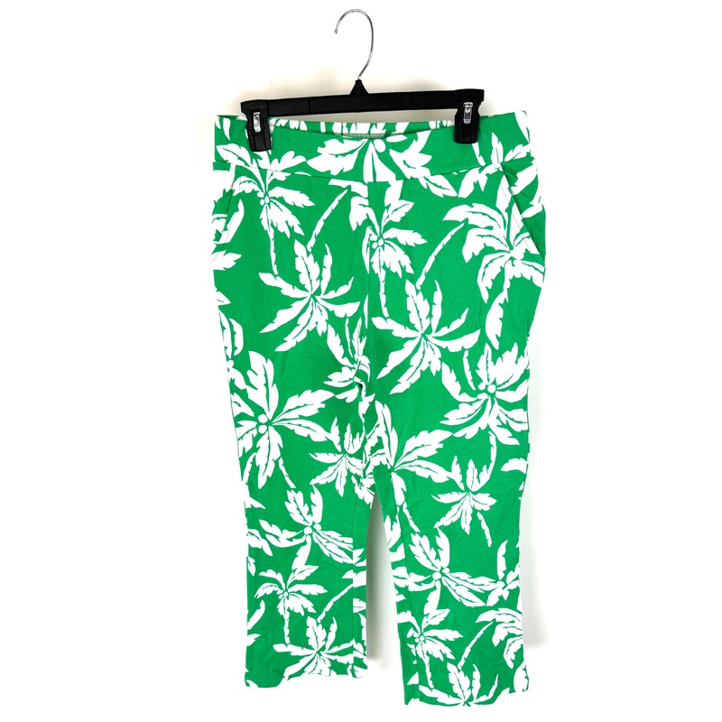 Green And White Tropical Print Pants – Size 6/8