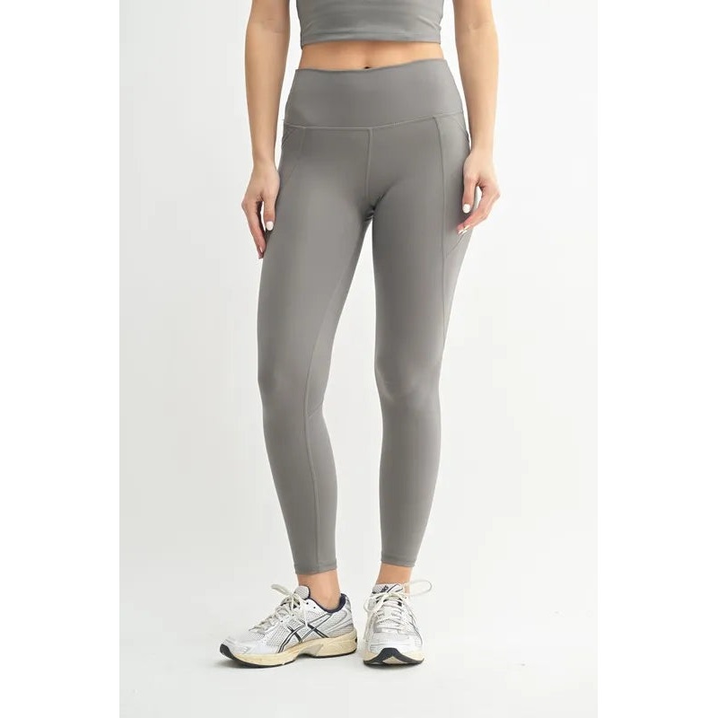 MONO B Venice Cloud Light Sculpt High-Waisted Leggings NEW PEWTER S