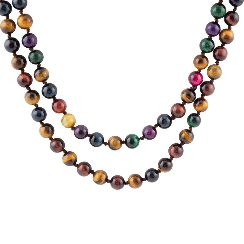 Multicolor Tiger’s Eye Knoted Necklace