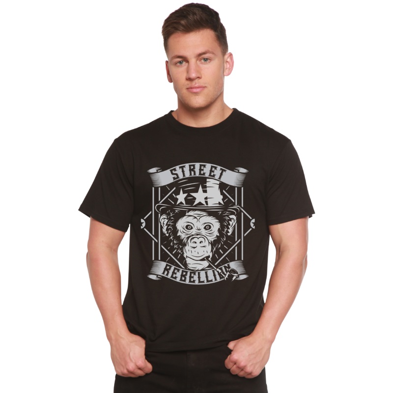 Street Men’s Bamboo Viscose/Organic Cotton Short Sleeve Graphic T-Shirt Medium Black
