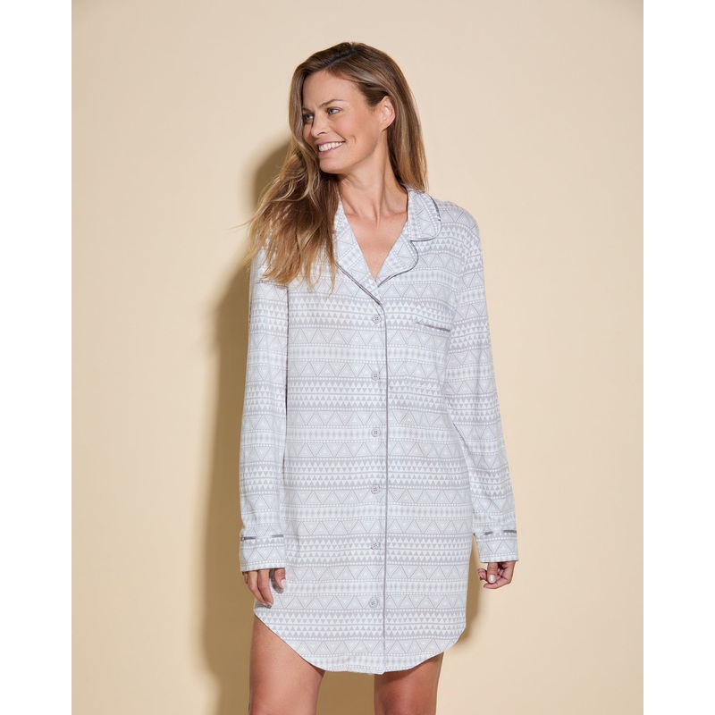 Bedrucktes Nachthemd Geo Dove Gray/Dove Gray XS