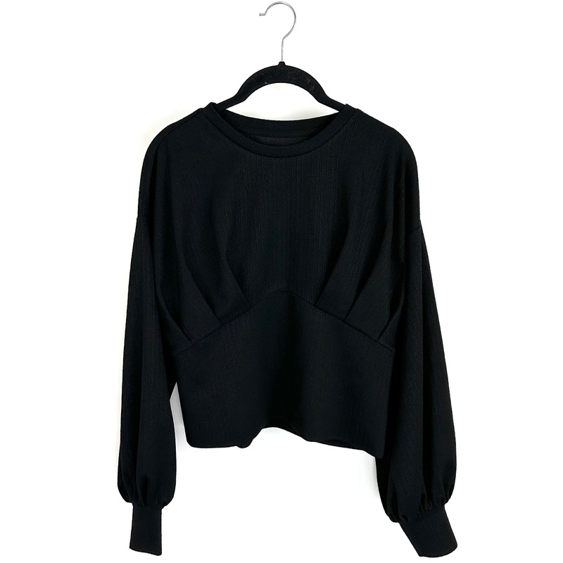 Black Ribbed Metallic Blouse – Size 2/4