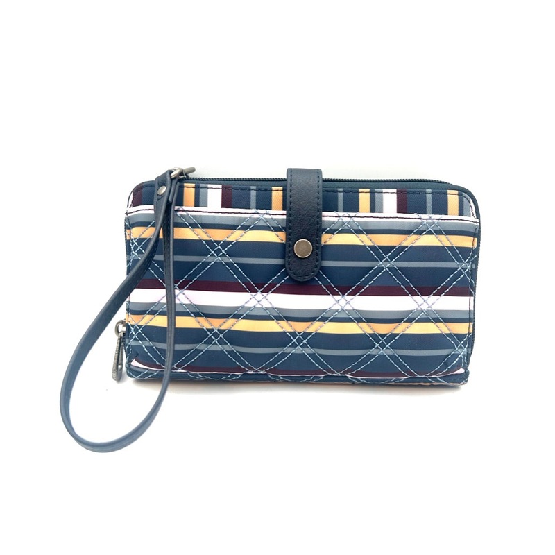 Blue Quilted Multicolor Crossbody Bag / Wristlet