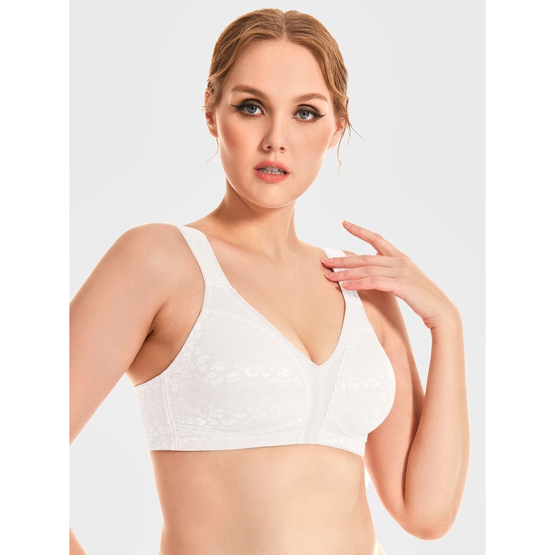 Cushion Strap Wirefree Sports Minimizer Bra For Bigger Size White 44B/100B