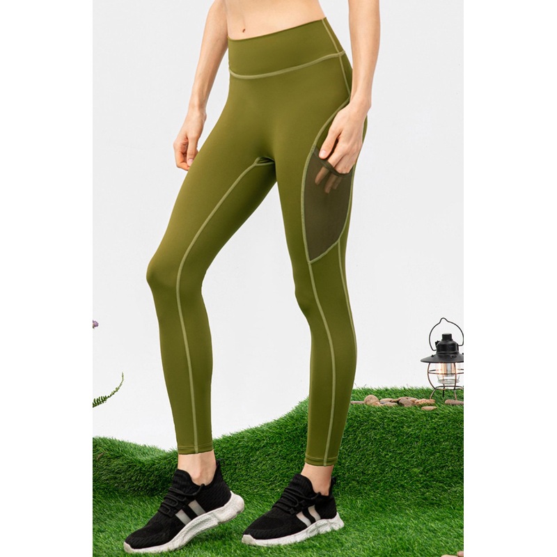 High Waist Slim Fit Long Sports Pants Matcha Green 2/XS