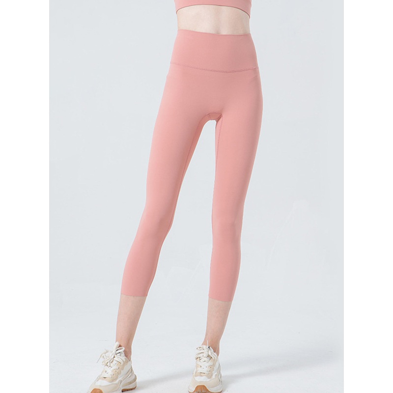 Wide Waistband Cropped Sports Leggings Coral S
